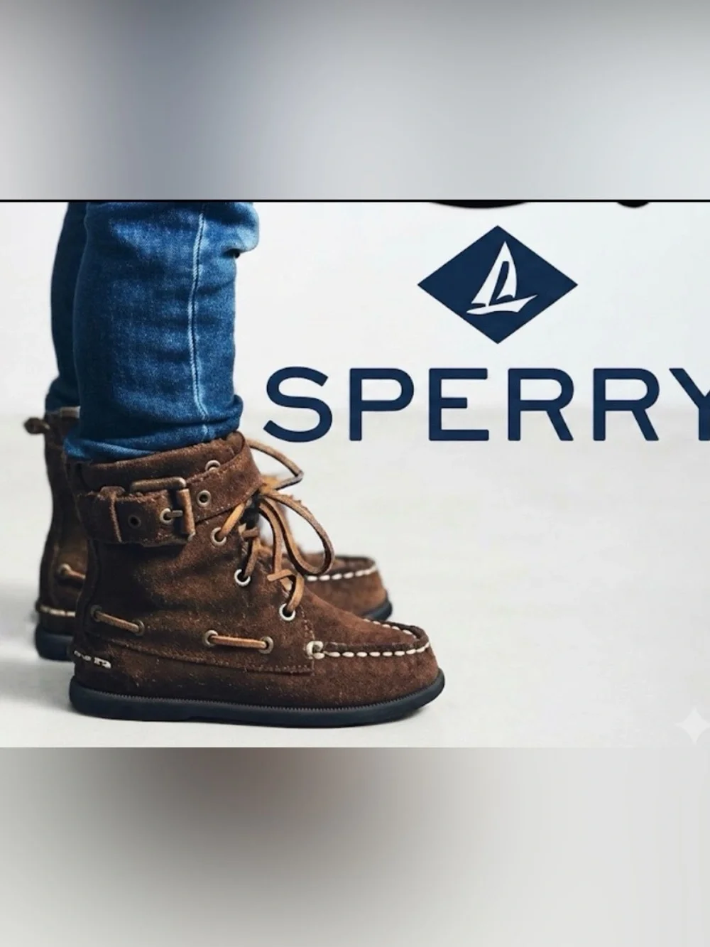 Authentic Sperry signature suede leather baby boots sz 5.5 infant